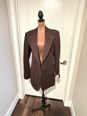 Vintage Cameron Hills Brown Blazer Structured Tailored Jacket Gold Buttons
